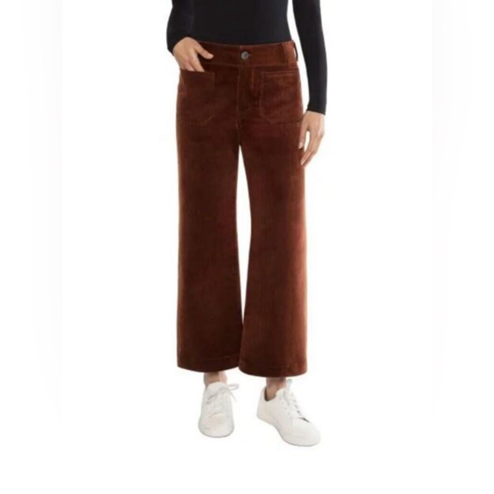 Matty M Womens Corduroy Wide Leg Stretch Ankle High-Rise Pant, Color Brick L